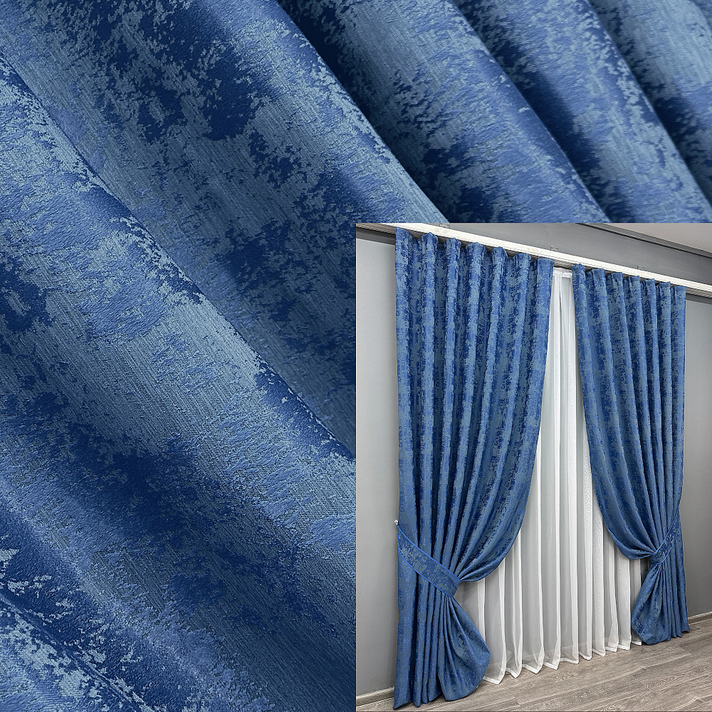 Комплект готовых штор VR-Textil Жаккард Sultan XO № 1149ш Синий 100х290 см 2 шт (31-0085) Киев - изображение 1
