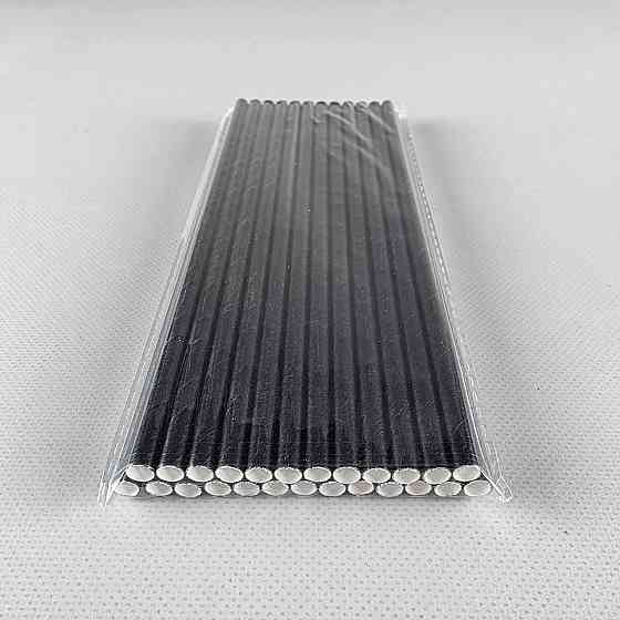 Соломка трубочка бумажная Ø 6 мм 19,5 см черная  25шт (1 пачка) Харьков