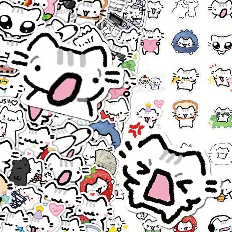Набір стікерів 72 шт. котики – милі наліпки Kawaii для ноутбука, телефону, зошита, валізи Київ - фото 2