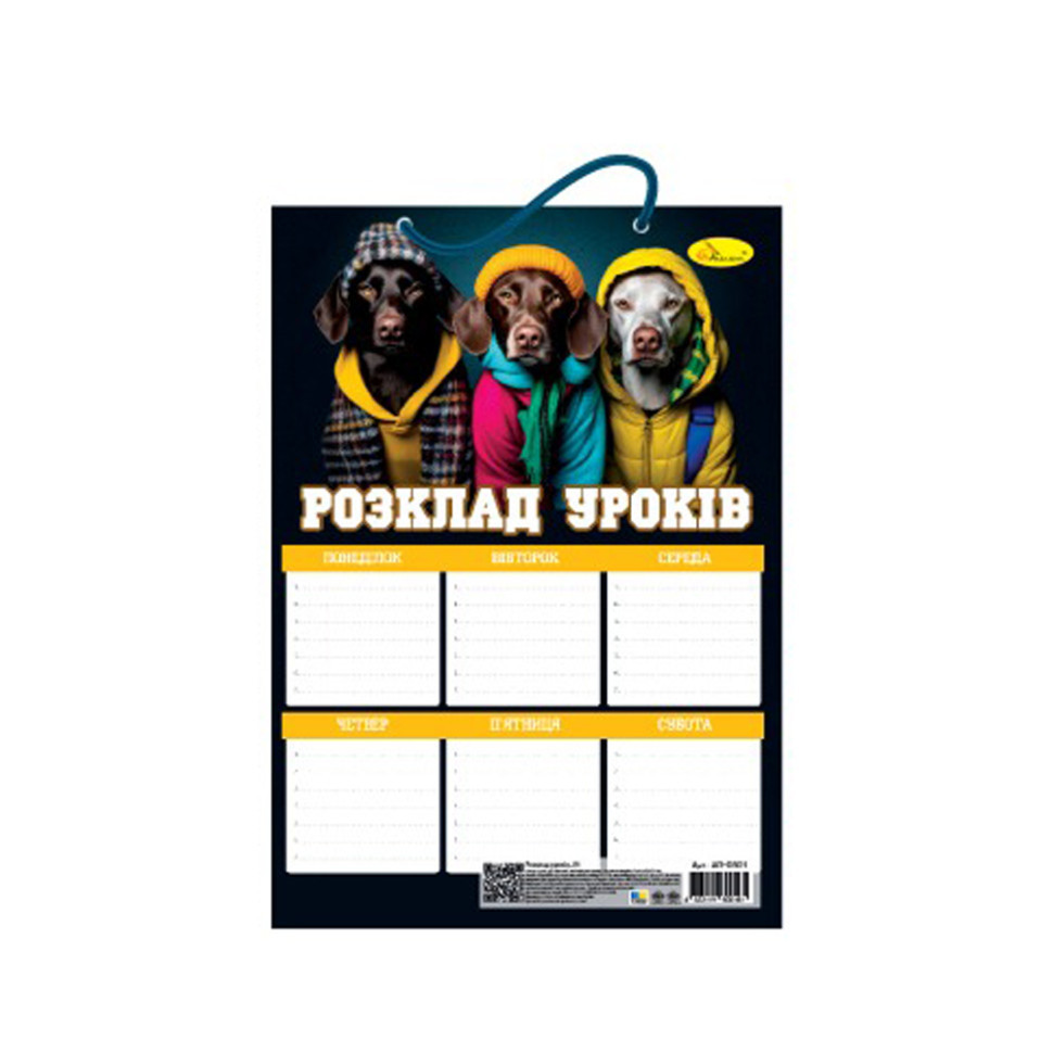 Ламінований розклад уроків АП-0801-16 А4 Вінниця - фото 1