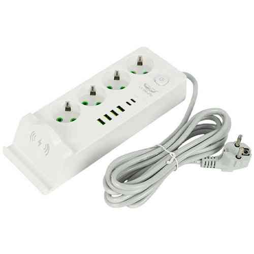 Удлинитель с 4 розетками и 6 USB, 3м, защита Киев