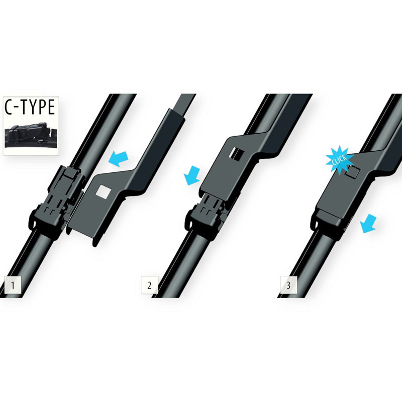 Щітки oximo модельні безкаркасні (к-т 2шт) c-type 750+мм двірника Мукачево - фото 3