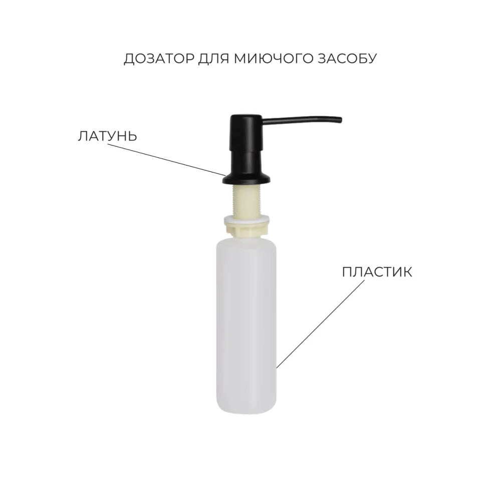 Комплект Lidz Handmade H6350BL Мийка для кухні інтегрована крило зліва BlackPVD у комплекті з дозатором + Lidz K01B Кошик Київ - фото 9