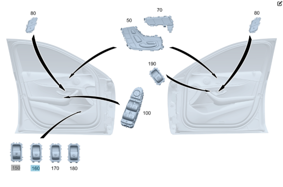 Mercedes-Benz  A2229050409 8Q96 Нова кнопка відкриття багажника на водійських дверях коричнева E-class W213 E-class Coupe C238 CLS C257 S-class short  Одеса