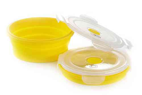 Ланчбокс складаний з кришкою-засувкою круглий жовтий 600мл СИЛА Київ