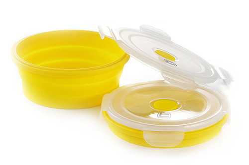 Ланчбокс складаний з кришкою-засувкою круглий жовтий 600мл СИЛА Київ - фото 1