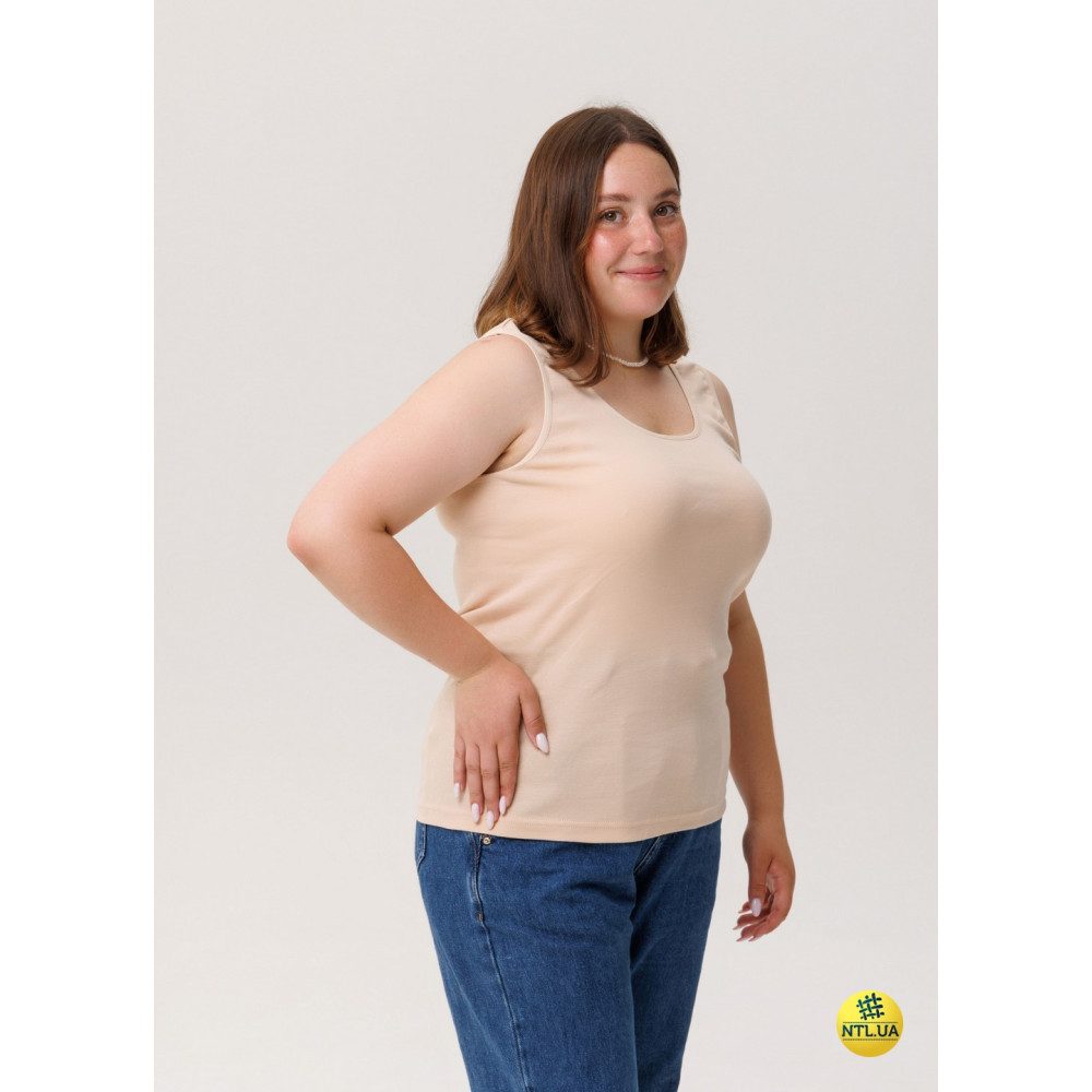 Базова однотонна жіноча майка з бавовни на широких бретелях Наталюкс 21-2110 Київ - фото 3