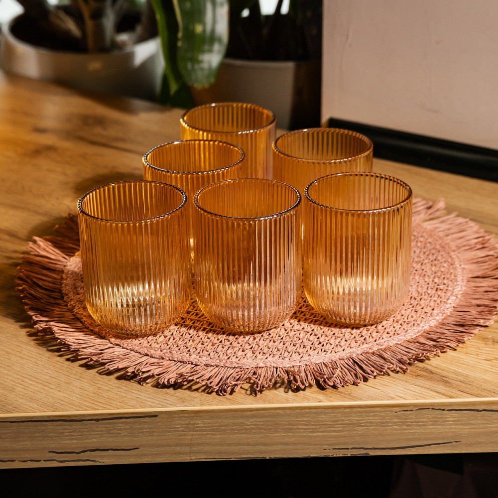 Набір скляних стаканів 6 штук 250 мл для напоїв Бурштиновий Yiwu HP-19-207 Коломыя - изображение 3
