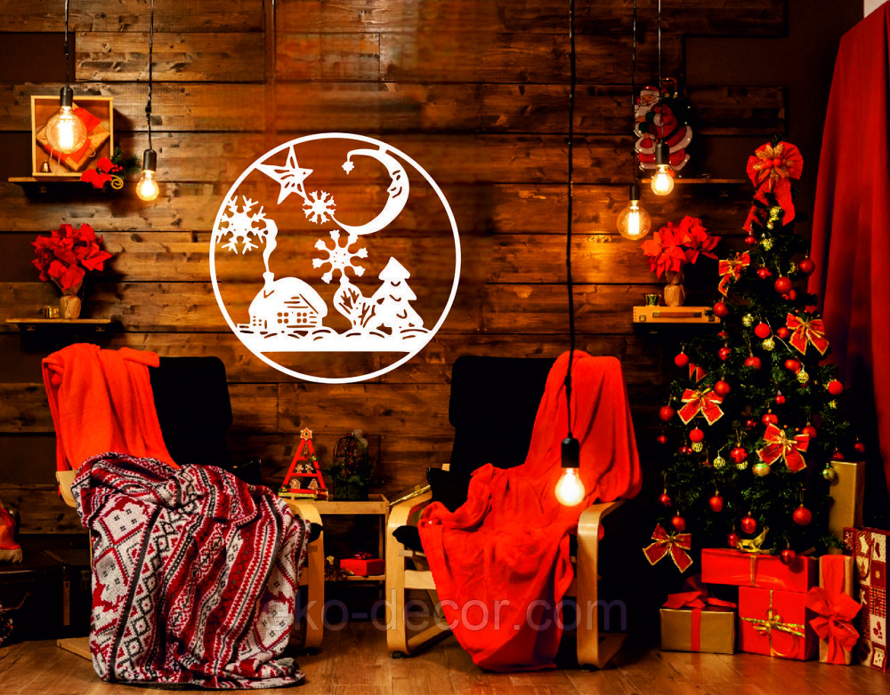 Декоративное настенное Панно «Новый год», Декор на стену 70*70 см, Белый Киев - изображение 3