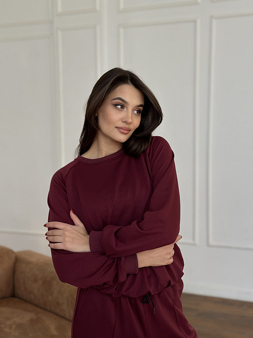 Свитшот женский однотонный Бордовый 50/52 Харьков - изображение 1