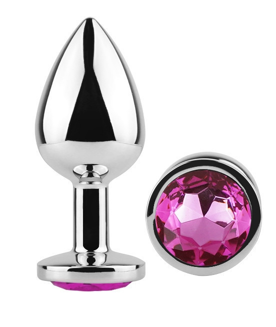 Анальна пробка з кристалом EGZO - Silver Round Plug Rose size S Sex Aura Київ - фото 2