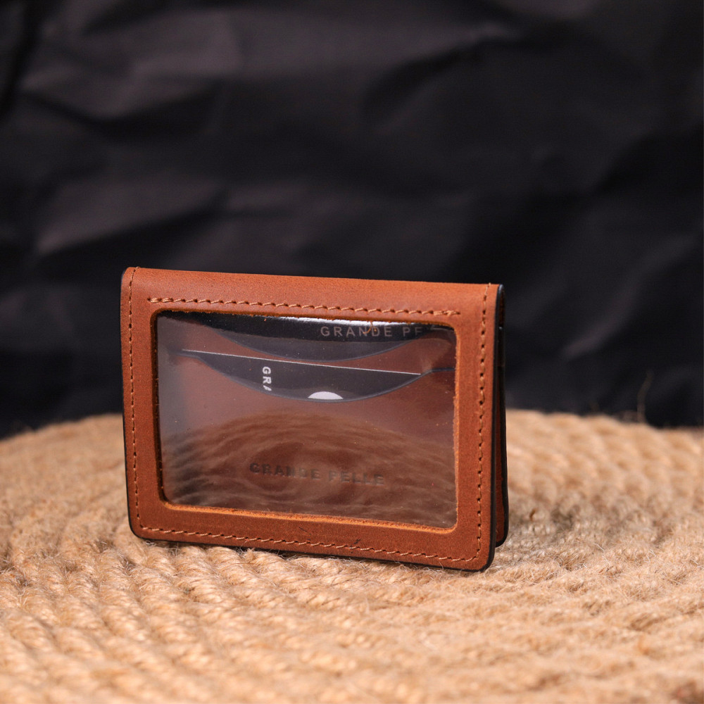 Отличная обложка на автодокументы в винтажной коже Светло-коричневая (GRANDE PELLE) Киев - изображение 3