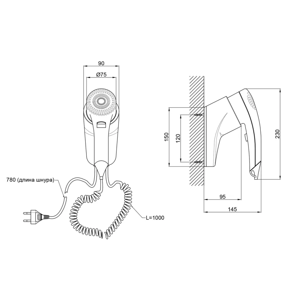 Фен з тримачем Lidz Tarnow 0191 1100 Вт LDTAR0191WHI32510 White Київ - фото 2
