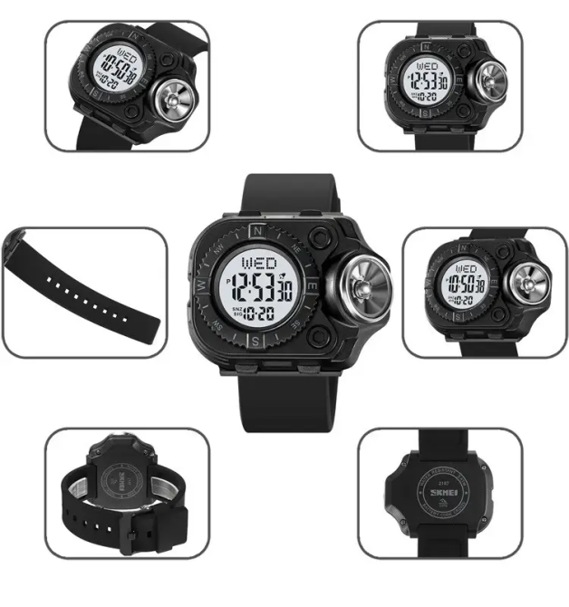 Чоловічий наручний годинник з ліхтарем Skmei 2187 Чорний з білим циферблатом Вінниця - фото 10