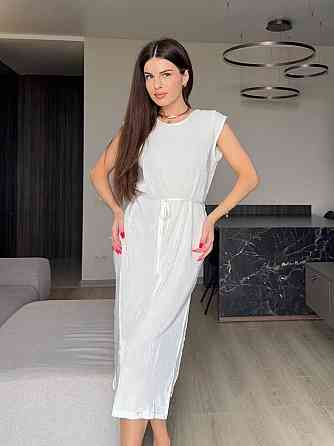 Женское романтическое плиссированное платье шелк армани Молочный, 42/44 Одесса