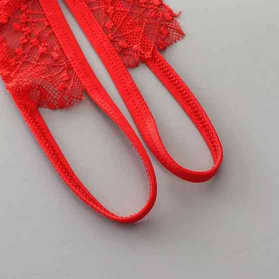 Еротичні трусики з мереживом та бантами червоні - розмір універсальний, резинка до 86см Київ