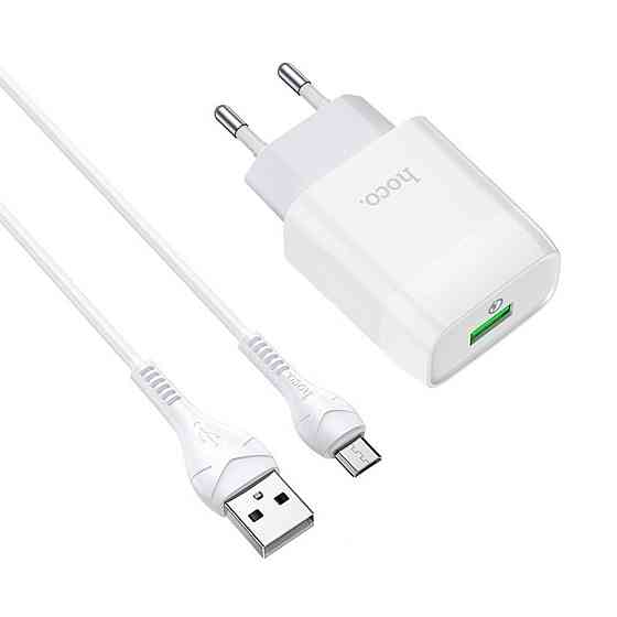 Мережевий зарядний пристрій HOCO C72Q Glorious single port QC3.0 charger set, колір білий 6931474732538 Одеса