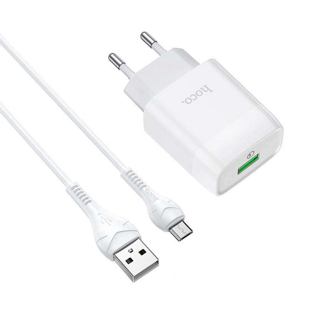 Мережевий зарядний пристрій HOCO C72Q Glorious single port QC3.0 charger set, колір білий 6931474732538 Одеса - фото 2