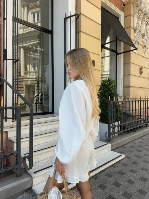 Літній жіночий костюм із фактурного льону Одеса - фото 10