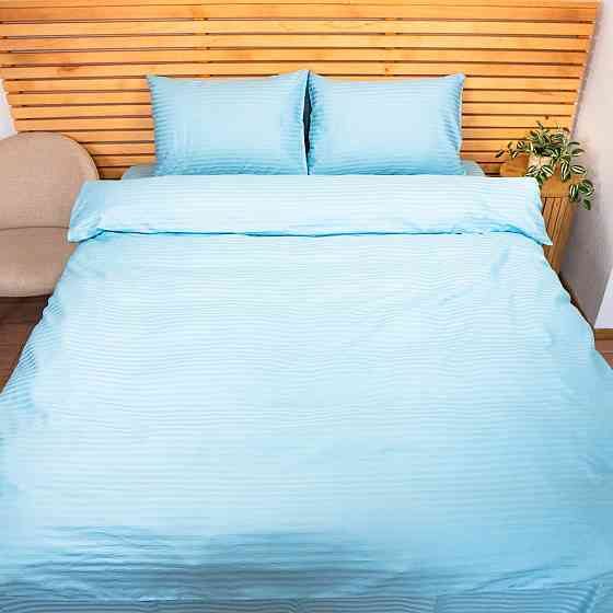 Наволочка страйп сатин на подушку 60х60 см 125 г/м2 YouStar 1 шт. (Блакитний) Суми