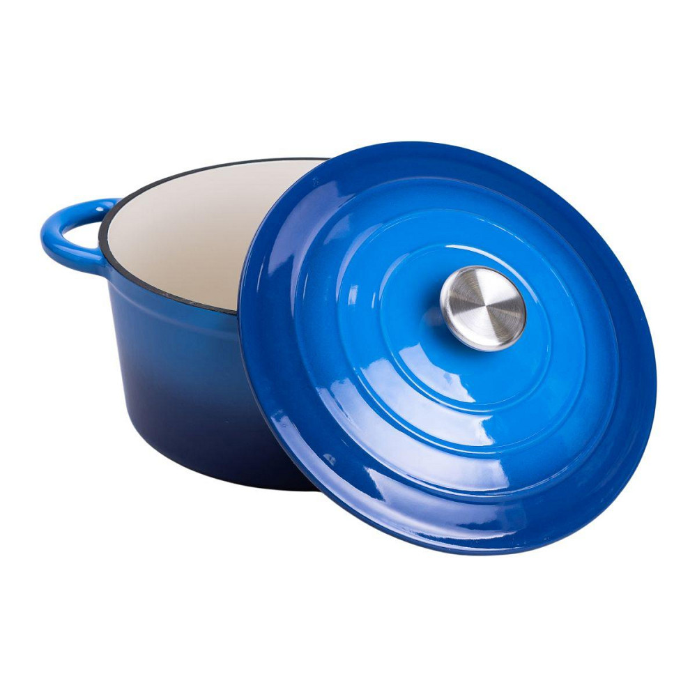 Набор чугунной посуды для приготовления 3 кастрюли и сковорода с эмалированным покрытием Синий HP-1-8 Киев - изображение 7