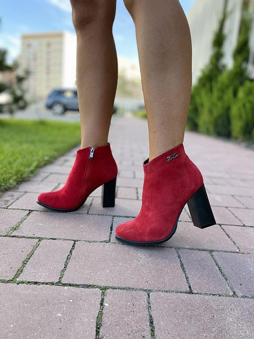 Жіночі черевики 95 червоні натуральна замша висота каблука 9 см розмір 38 (2570) Коломия - фото 10