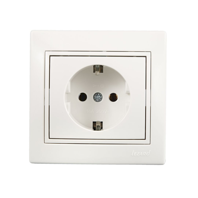 MIRA Розетка с заземлением белый с белой вставкой Lezard Харьков - изображение 1