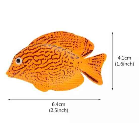 Силіконова рибка в акваріум 64 на 41 мм помаранчевий Київ