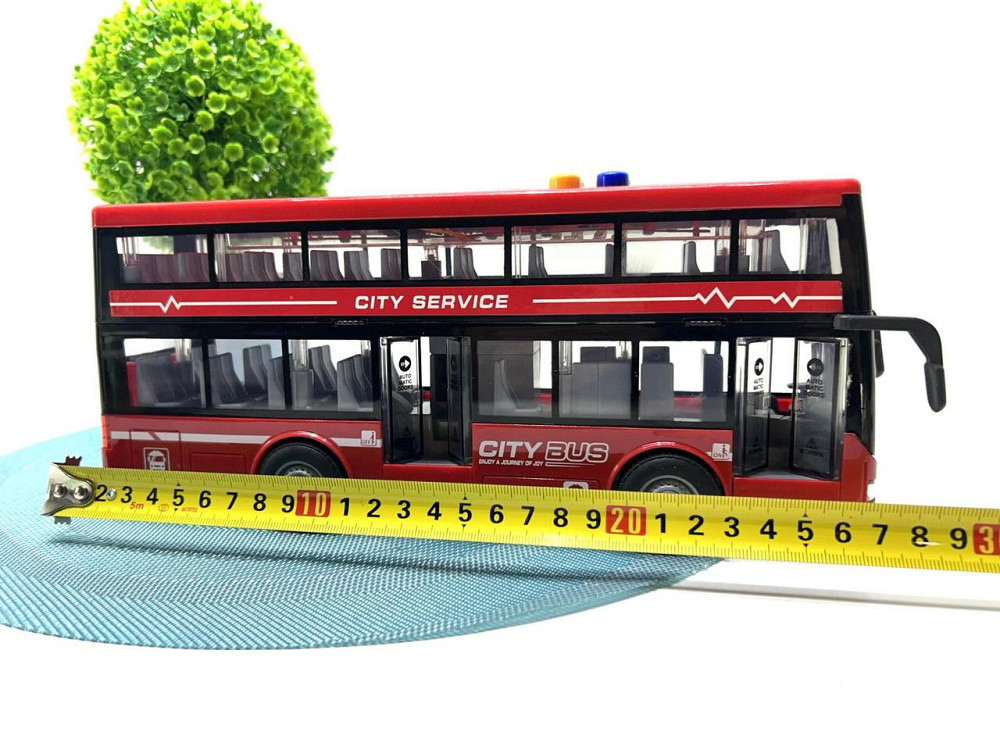 Автобус інерційний двоповерховий світло звук двері відкриваються гумові колеса Червоний (RJ5504) Чернигов - изображение 5