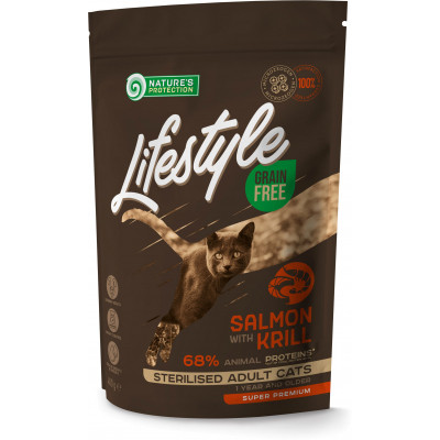Сухий корм для кішок Nature&apos;s Protection Lifestyle Grain Free Salmon with krill Sterilised 400 г (NPLS45798) Вінниця - фото 1