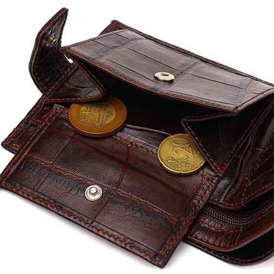 Купюрник для мужчин горизонтального формата из натуральной кожи с тиснением под крокодила CANPELLINI 21773 Коричневый Киев