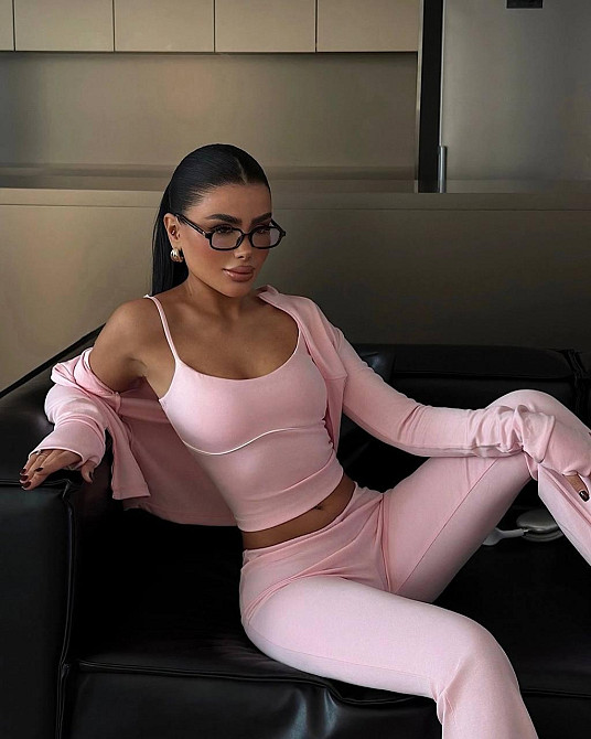 Жіночий стильний повсякденний костюм-трійка з мікродайвінгу Рожевий, 44/46 Одеса - фото 2