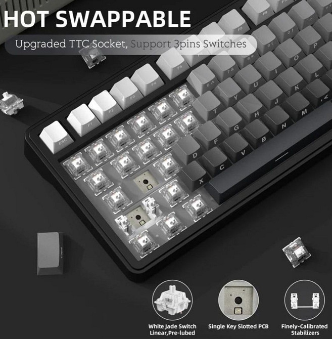 Механічна клавіатура Attack Shark X85 (Чорно-білий градієнт) Харків - фото 2