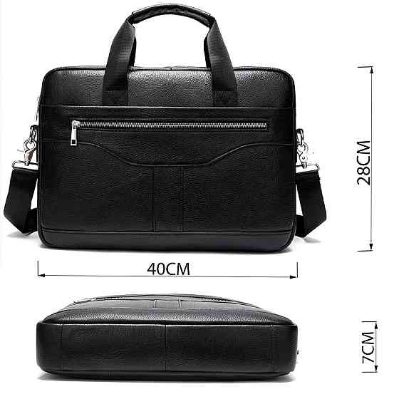 Деловая мужская сумка из зернистой кожи Vintage 14886 Черная Киев