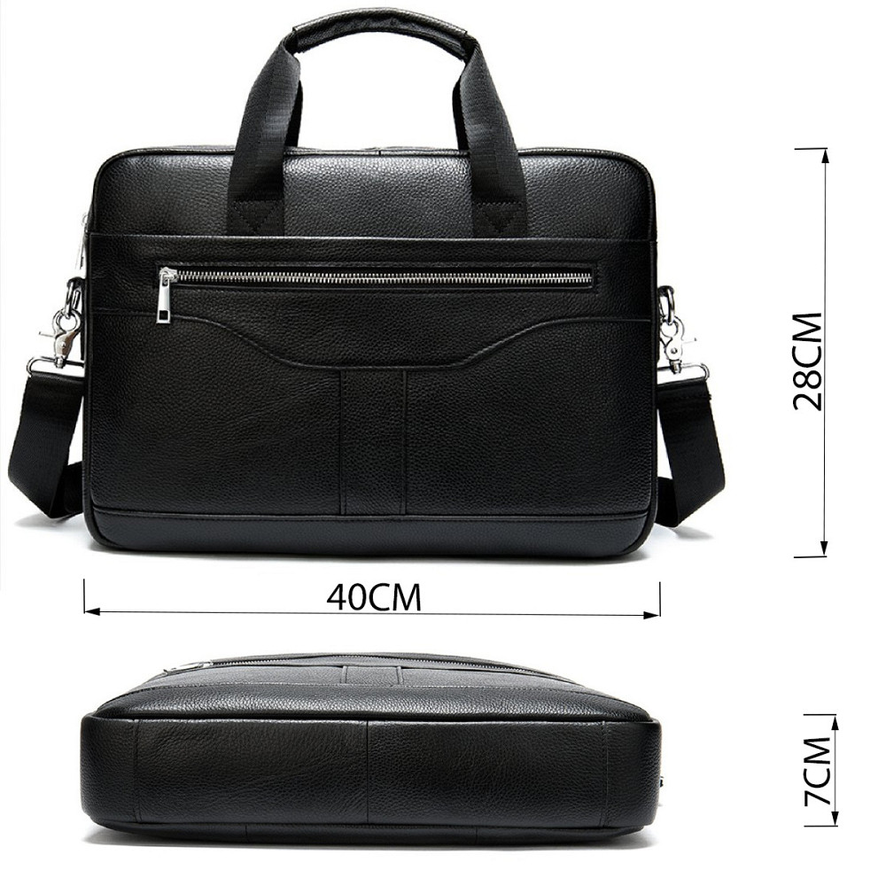 Ділова чоловіча сумка з зернистої шкіри Vintage 14886 Чорна Київ - фото 3