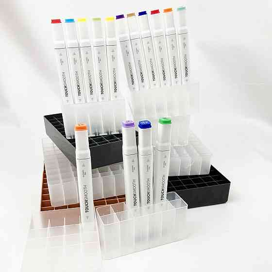 Підставка для маркерів органайзер для канцелярського приладдя 60 осередків Прозора Кам'янець-Подільський