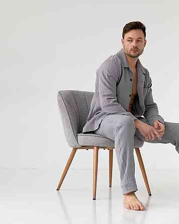 Мужская пижама муслиновая Серый S Харьков