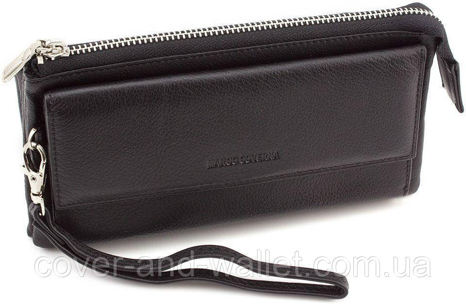 Кожаный кошелек клатч черного цвета на магнитах и змейке Marco Coverna MC 6052 Киев - изображение 2
