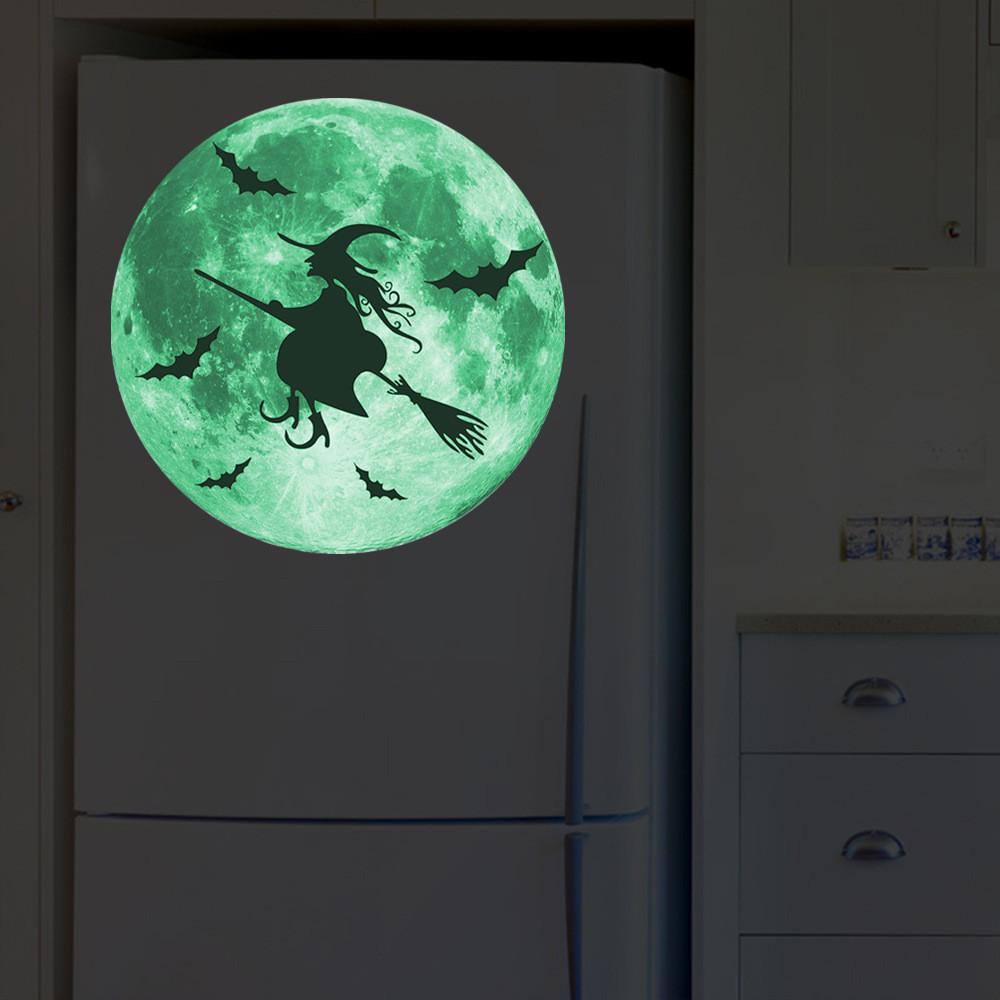 Наклейка на Хэллоуин Ведьма и луна 30 см салатовый Киев - изображение 3