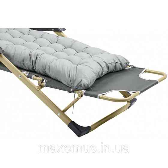 Раскладное кресло шезлонг туристический Bonro 178 см Садовый лежак пляжный шезлонг + подушка серый Мостиска