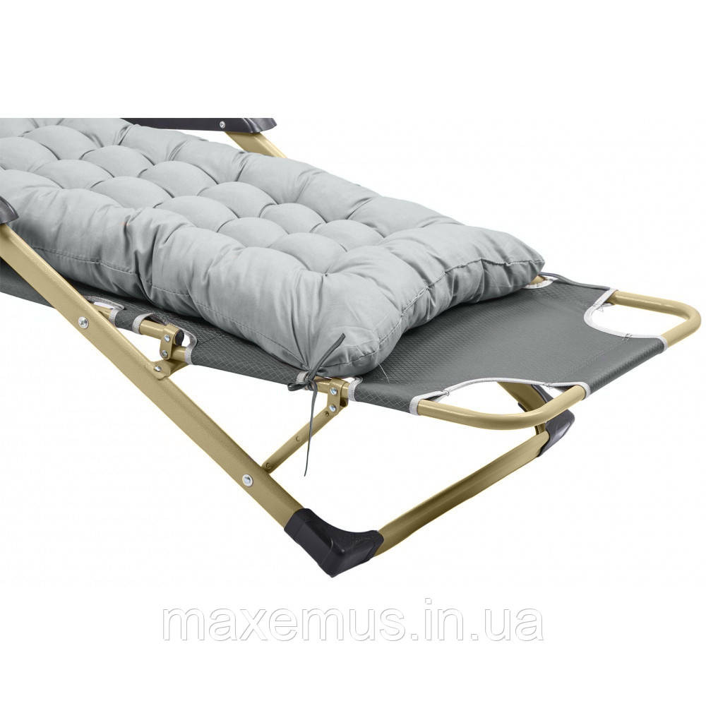 Раскладной шезлонг-кресло садовый туристический Bonro B-02 Серый + подушка (нагрузка до 150 кг) Мостиска - изображение 3
