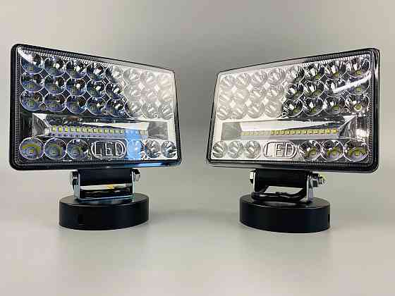 Фара LED прямокутна 144W 6000K (48 діодів) (15см х 11см х 3см) (ближній + дальній) ПОЛЕГШЕНИЙ КОРПУС! Мукачево