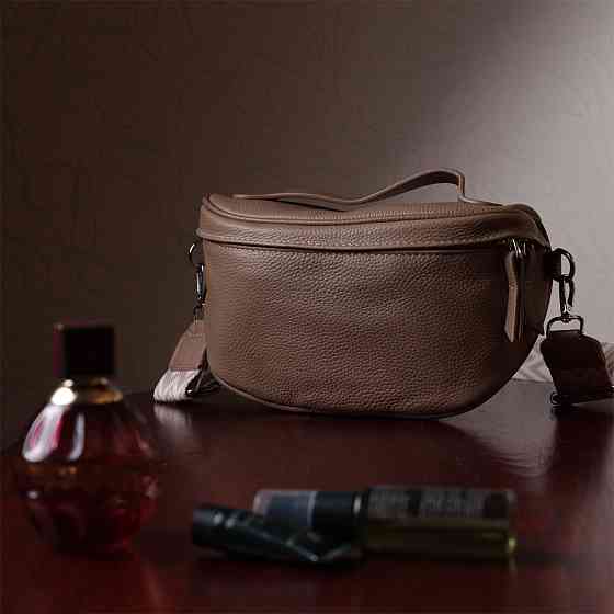 Літня жіноча сумка через плече в класичному кольорі з натуральної шкіри Vintage 22657 Бежева Київ