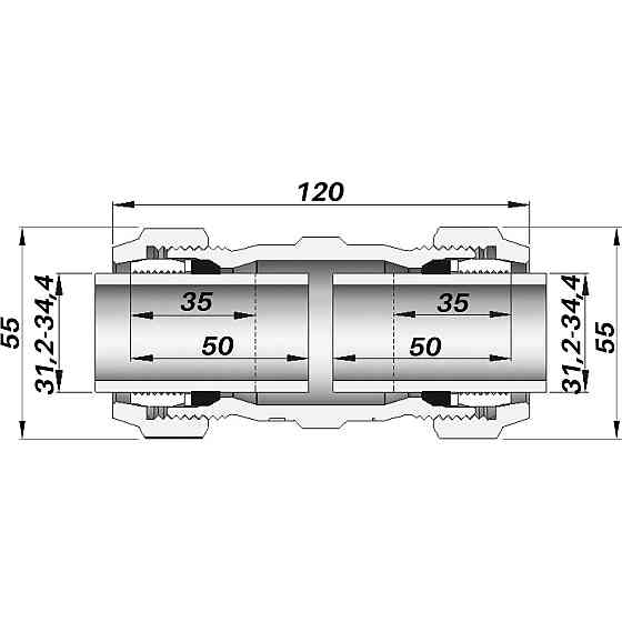 Соединение зажимное прямостороннее DN25(31,2-34,4 мм) OK AGAflex (000027802) Киев
