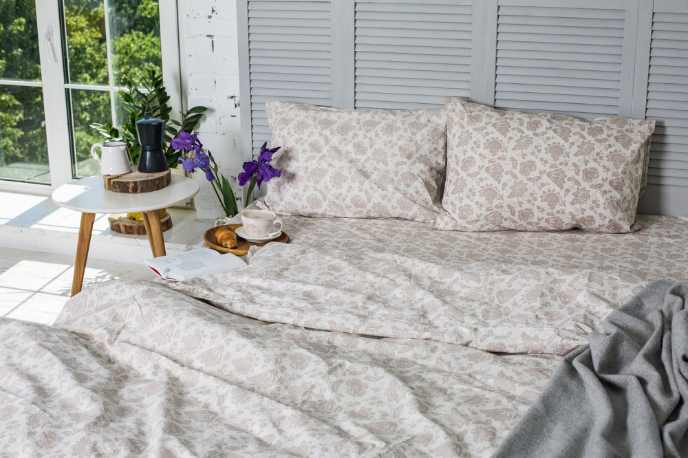 Підковдра на блискавці Ecotton двоспальна 175х210 см бавовняна бежевого кольору Коломыя - изображение 5