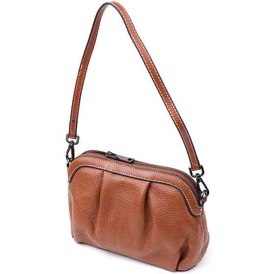 Жіноча сумка з драпіруванням з натуральної шкіри Vintage 22895 Київ