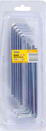 Ключ шестигранний MASTERTOOL Long Arm CrV 4,0 мм 25×109 мм набір 10 шт 75-0004 Коломыя
