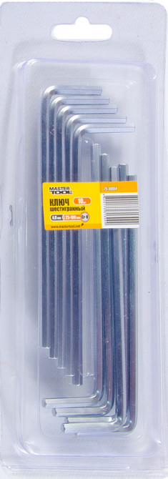 Ключ шестигранний MASTERTOOL Long Arm CrV 4,0 мм 25×109 мм набір 10 шт 75-0004 Коломыя - изображение 4