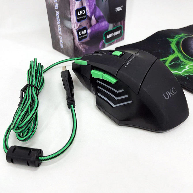 Мышка проводная игровая UKC 6967 с ковриком BY-93 Львов - изображение 11