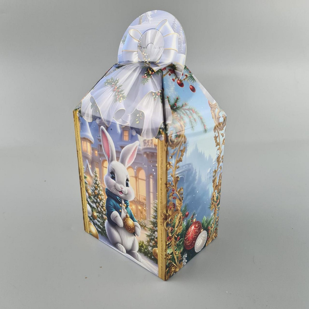 Новорічна подарункова картонна упаковка для цукерок (700 гм) No230 "Казковий будинок" (1 шт.) Харків - фото 1